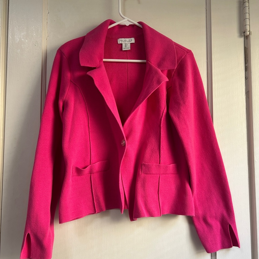 Women's Rachel Zoe Bright Pink Single-Button Blazer - Size Large